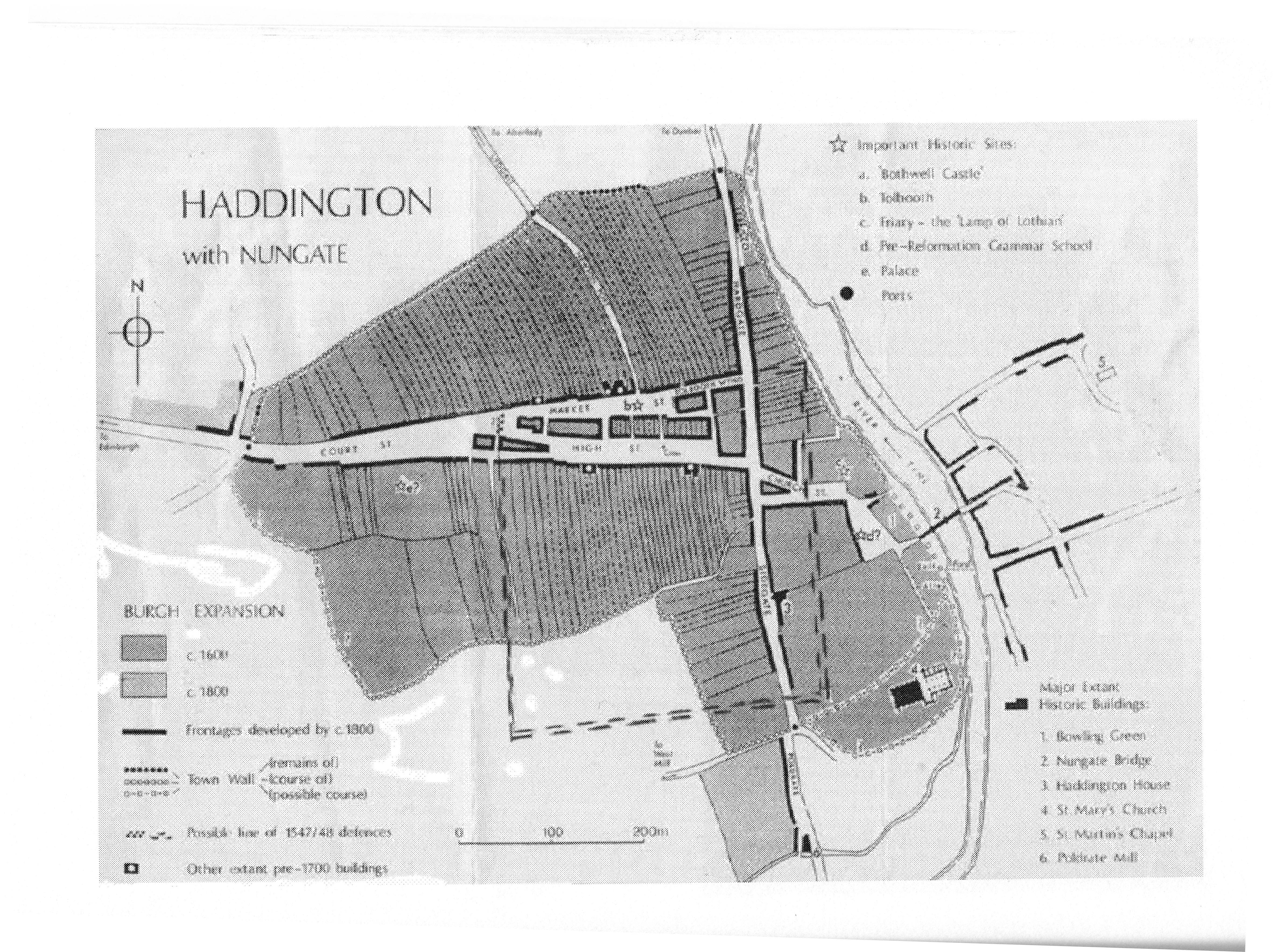 Map of haddington showing siege locations
