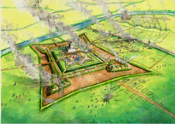 Colour drawing concept of Haddington Siege Walls