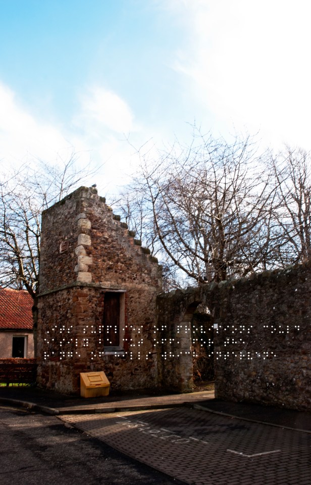 Jacobean dovecot. Boarded up and abandoned. Quote taken from historical figure shown in Braille
